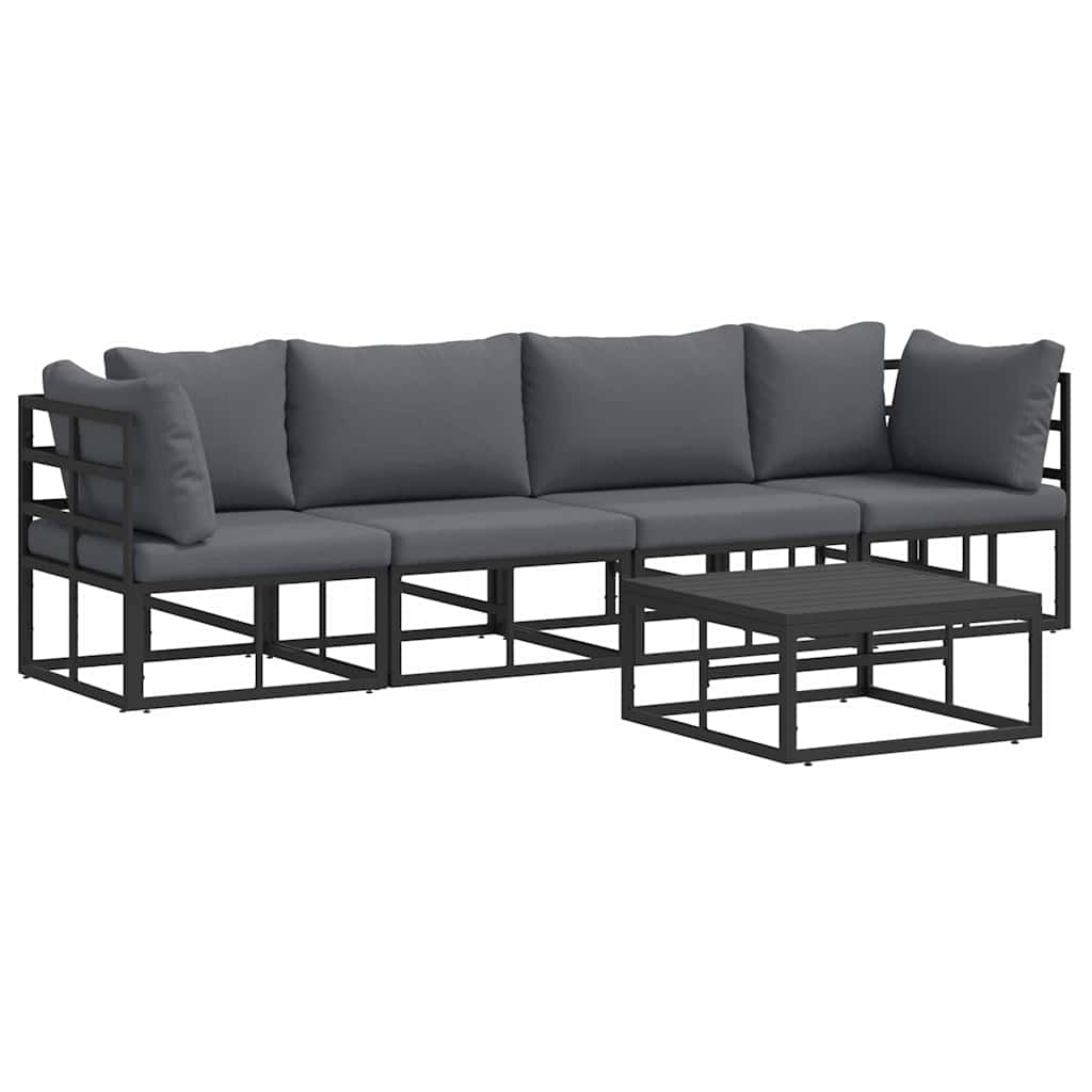 Sjedeća garnitura za vrt 5 pcs Crna Metal