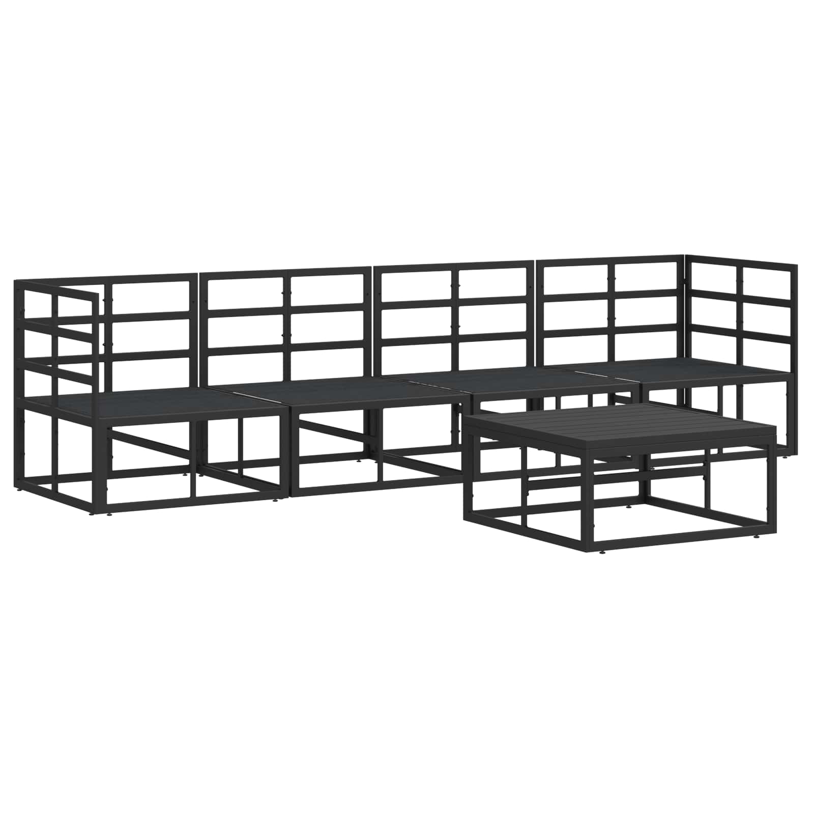 Sjedeća garnitura za vrt 5 pcs Crna Metal