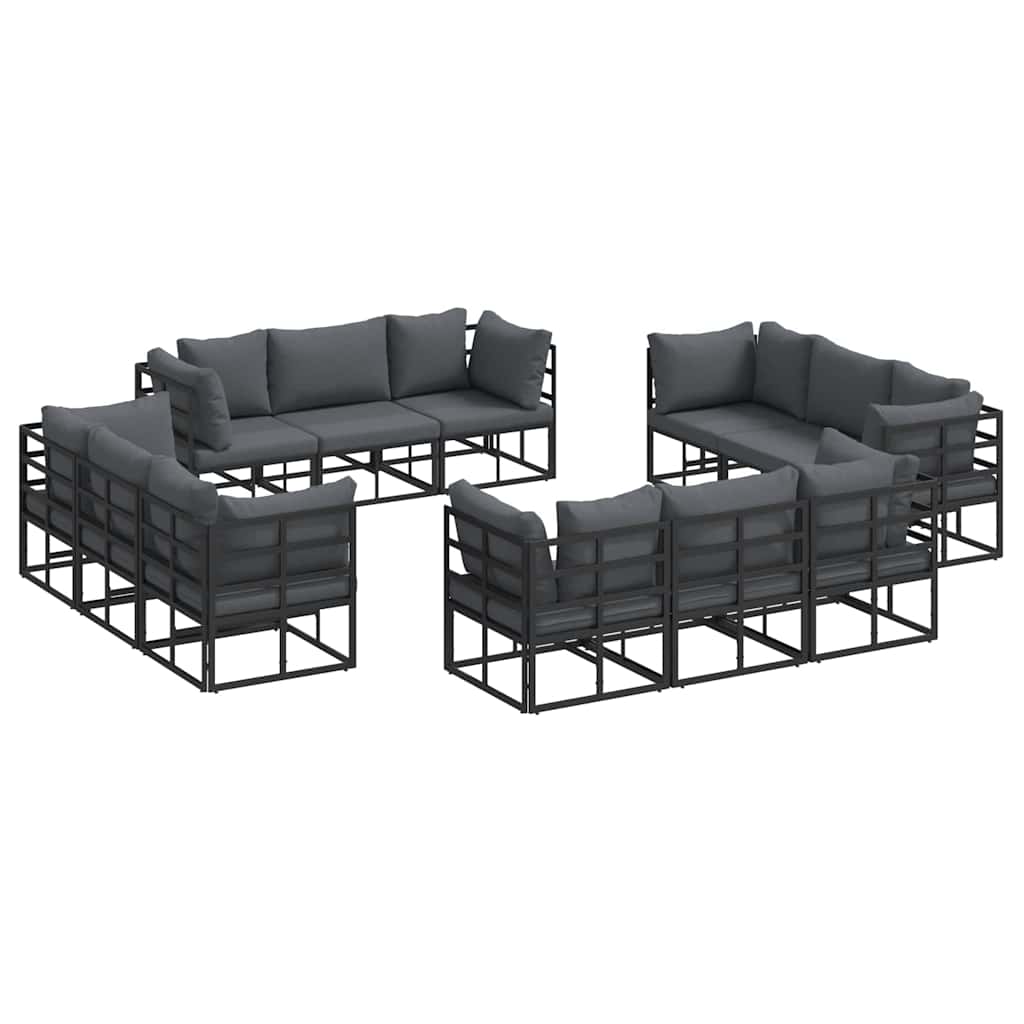 Sjedeća garnitura za vrt 12 pcs Crna Metal
