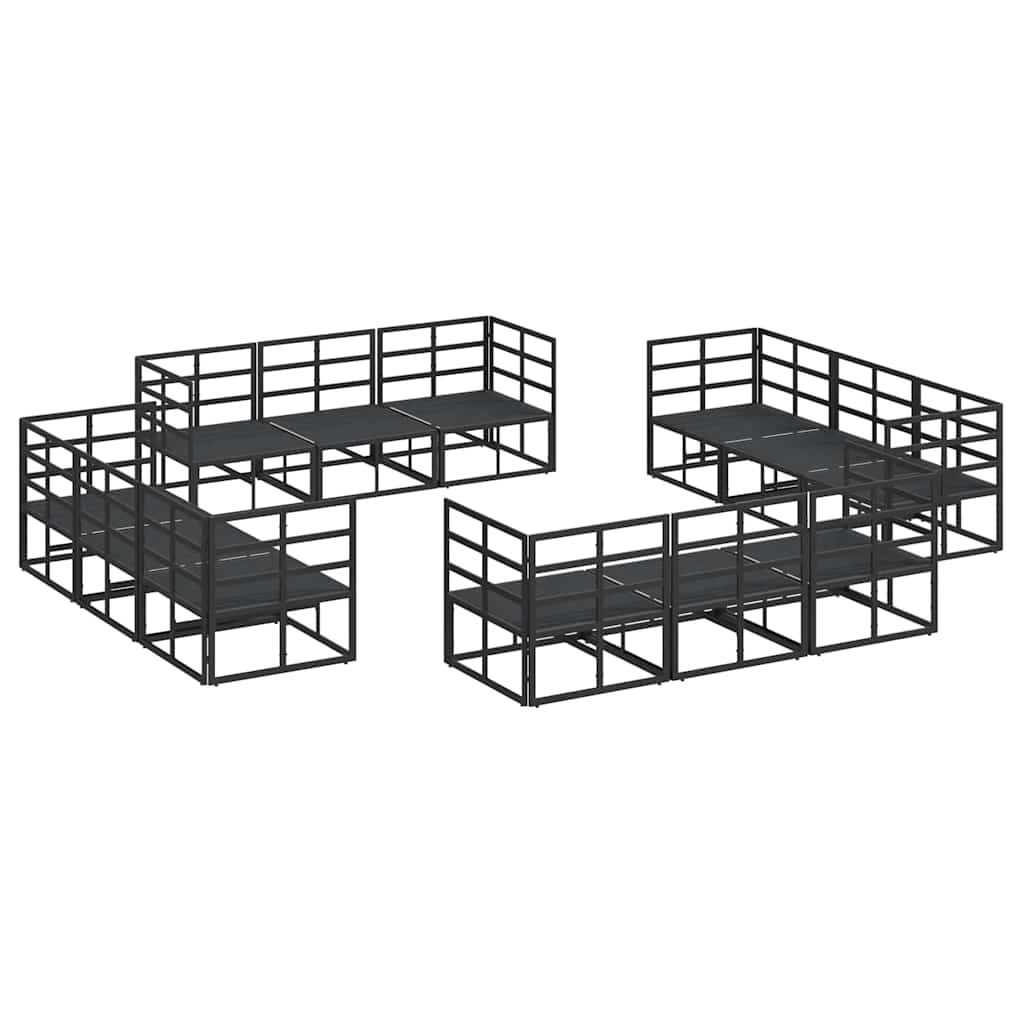 Sjedeća garnitura za vrt 12 pcs Crna Metal