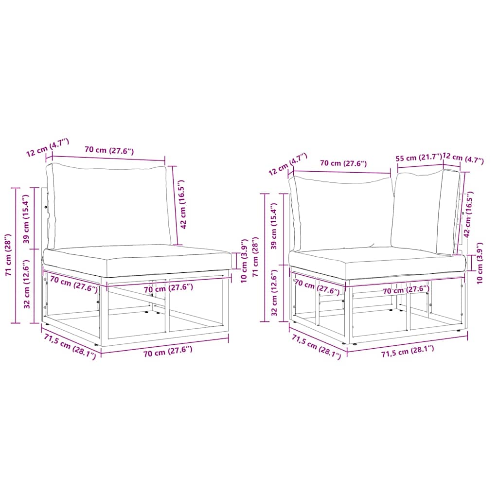 Sjedeća garnitura za vrt 12 pcs Crna Metal