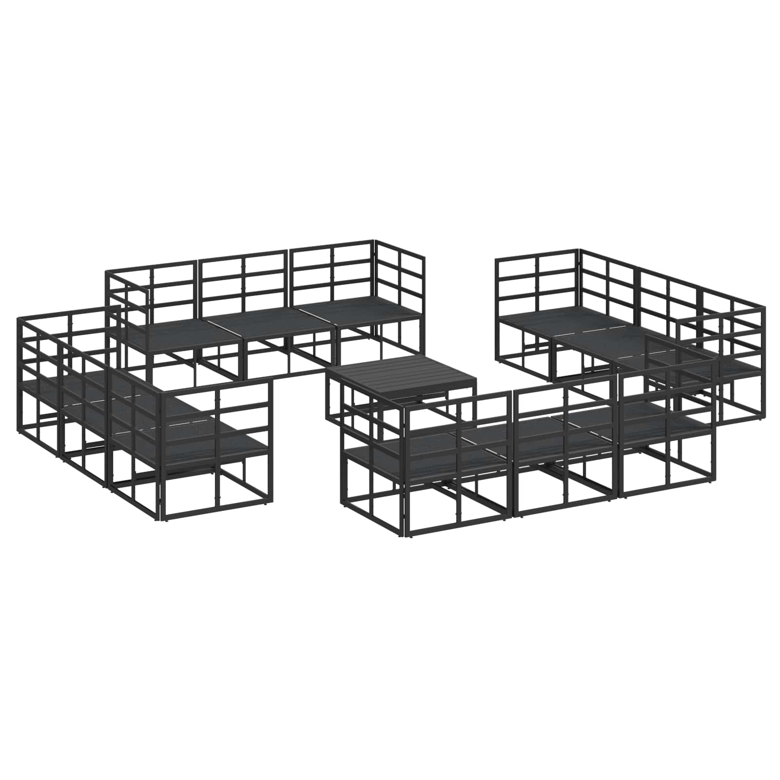 Sjedeća garnitura za vrt 13 pcs Crna Metal