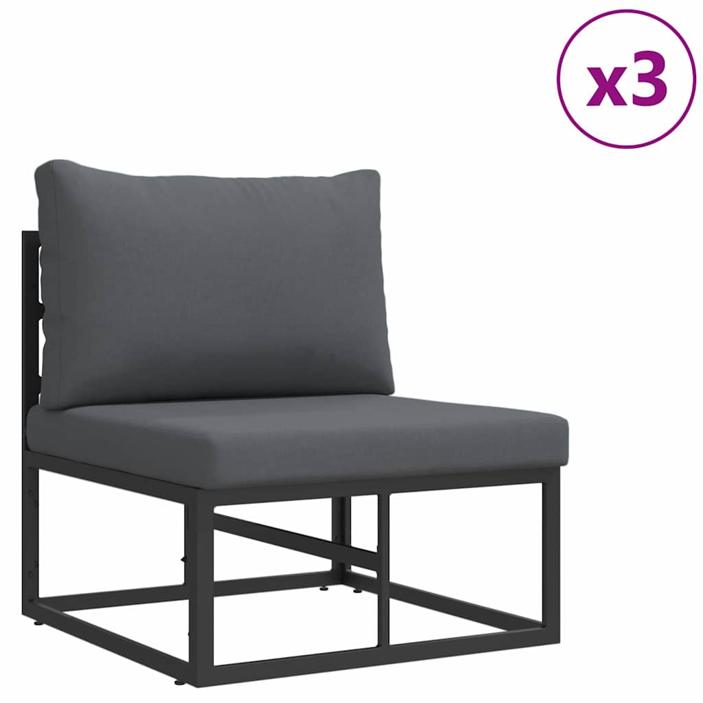 Sjedeća garnitura za vrt s jastukom 5 pcs Crna Aluminij