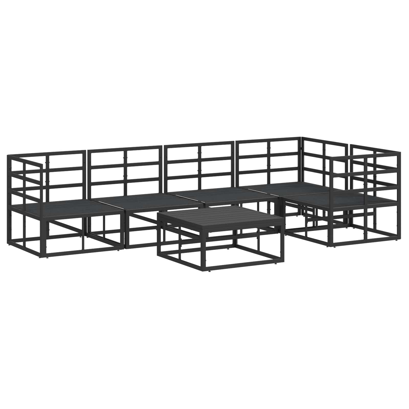 Sjedeća garnitura za vrt s jastukom 6 pcs Crna Aluminij