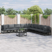 Sjedeća garnitura za vrt 9 kom. Crna Aluminij 353 x 353 x 71 cm
