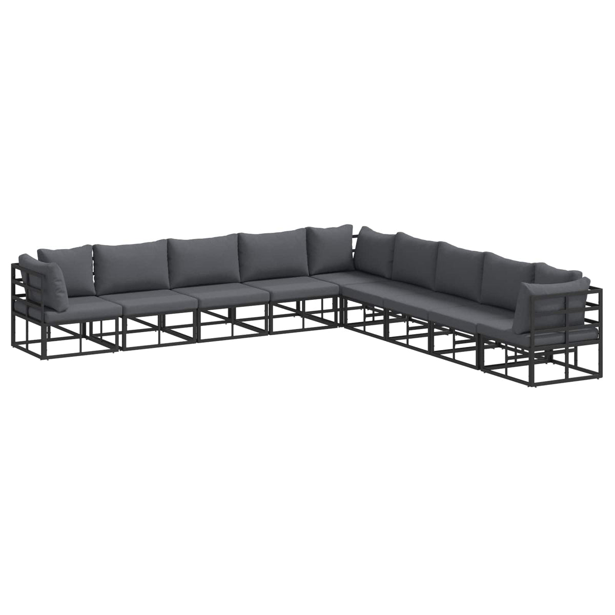 Sjedeća garnitura za vrt 9 kom. Crna Aluminij 353 x 353 x 71 cm