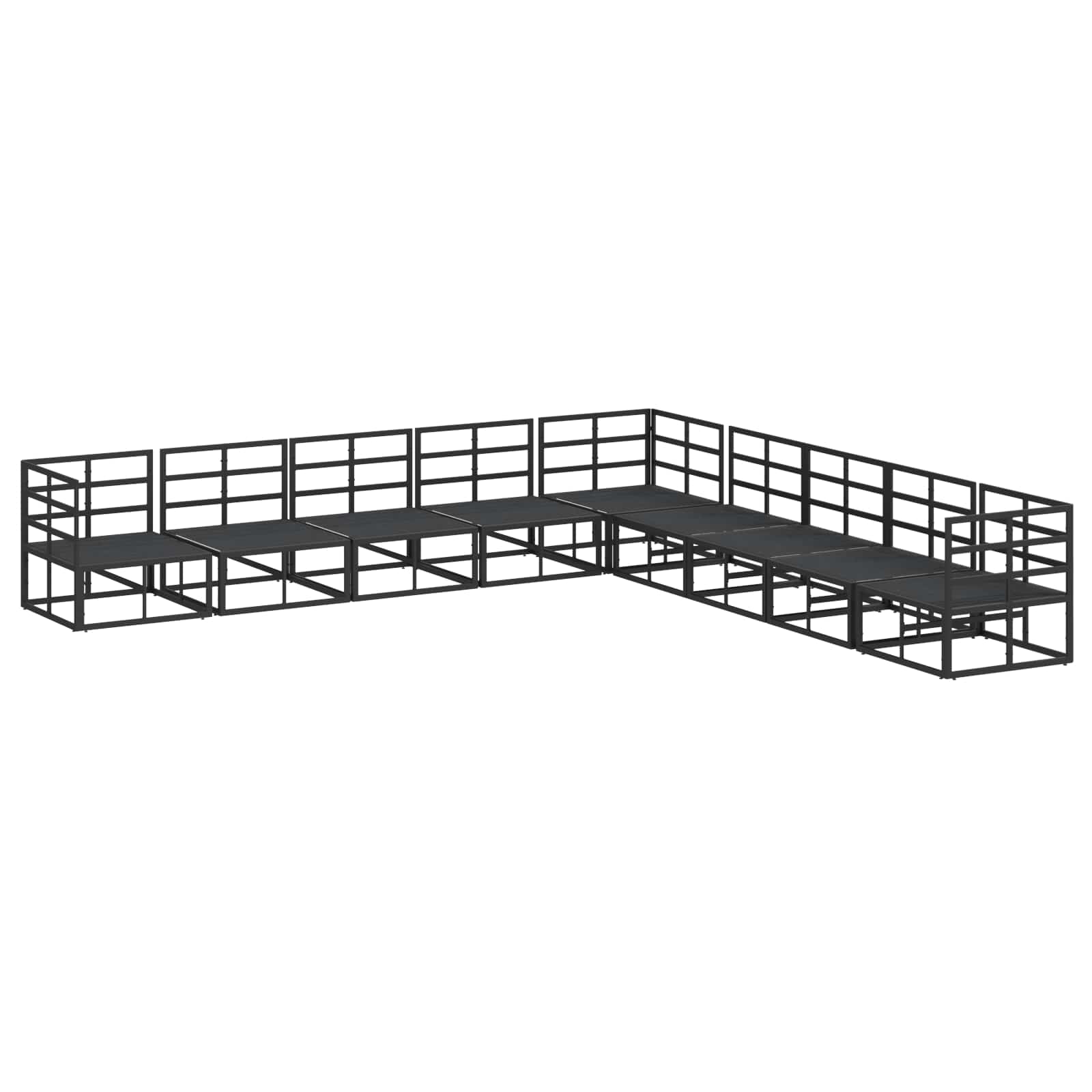 Sjedeća garnitura za vrt s jastukom 9 pcs Crna Aluminij