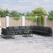 Sjedeća garnitura za vrt s jastukom 11 pcs Crna Aluminij
