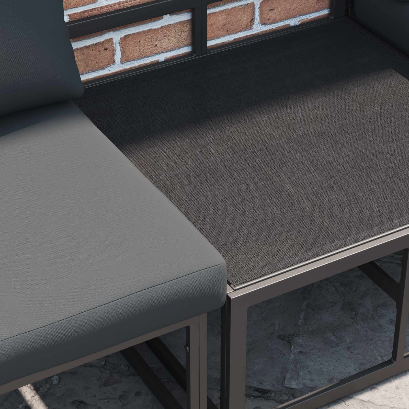 Sjedeća garnitura za vrt s jastukom 11 pcs Crna Aluminij