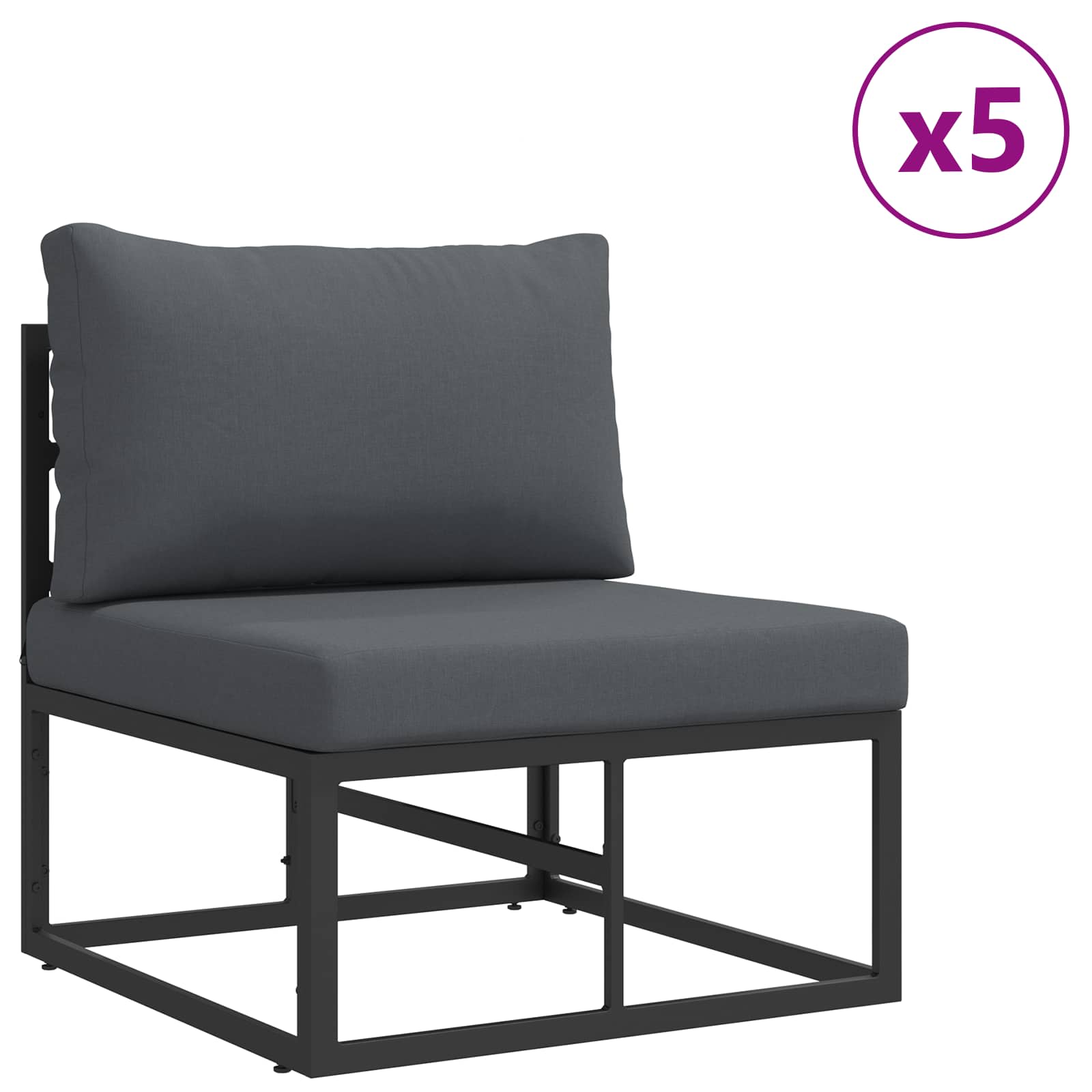 Sjedeća garnitura za vrt s jastukom 11 pcs Crna Aluminij