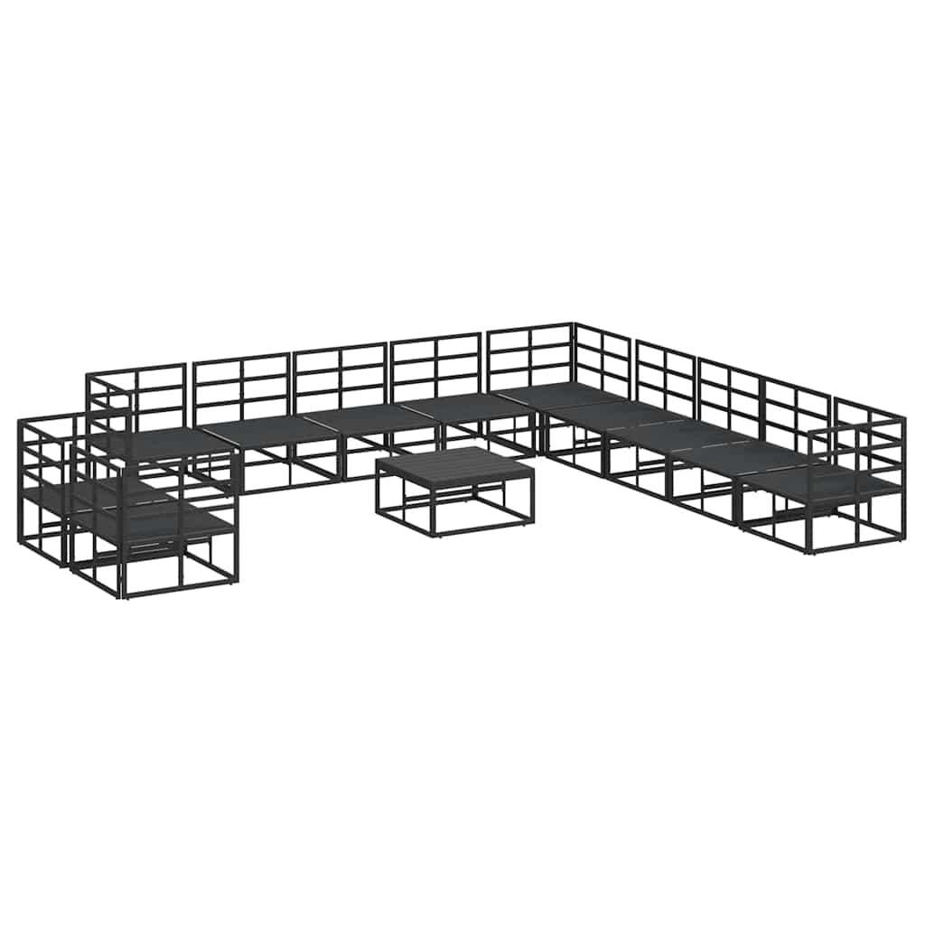 Sjedeća garnitura za vrt s jastukom 12 pcs Crna Aluminij
