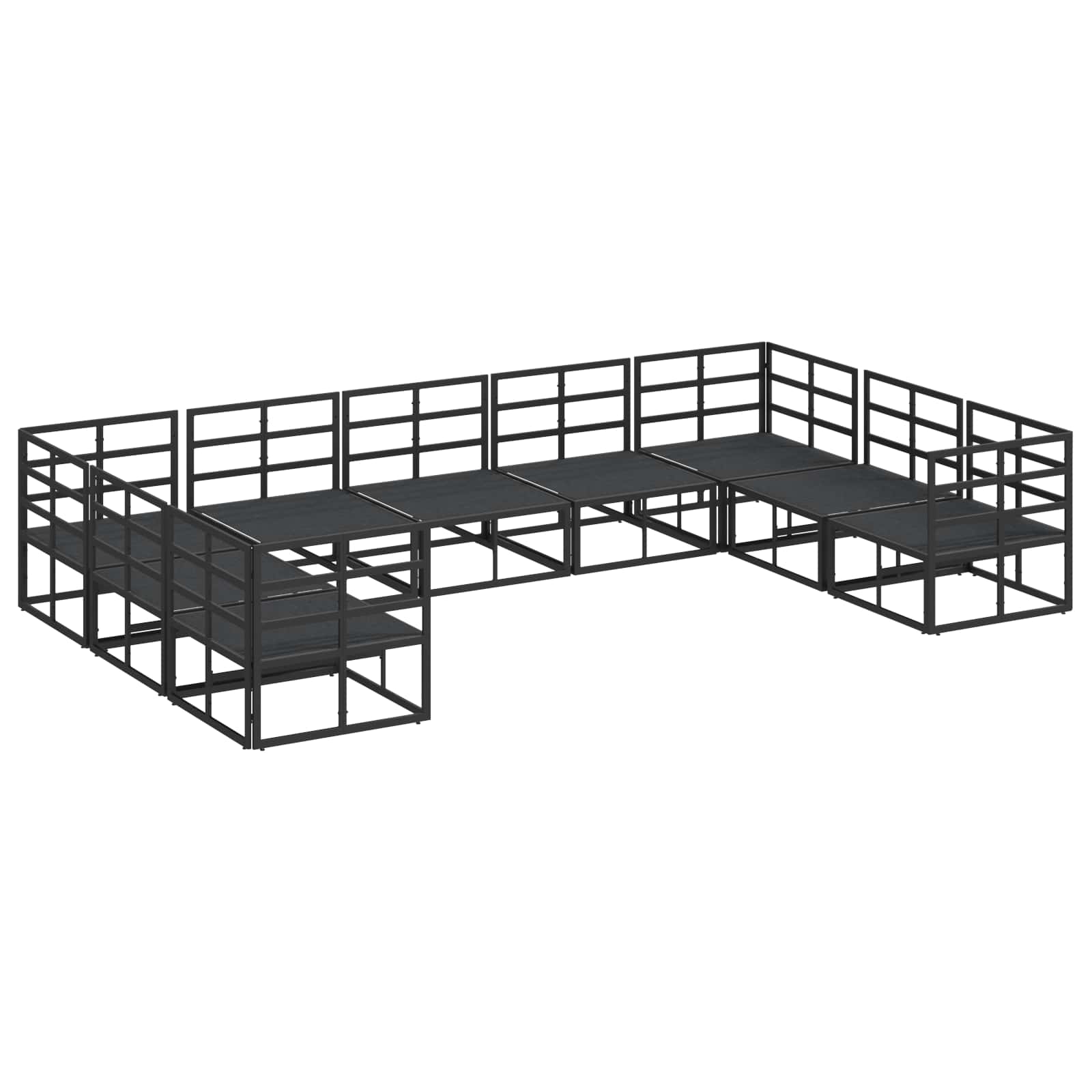 Sjedeća garnitura za vrt s jastukom 9 pcs Crna Aluminij