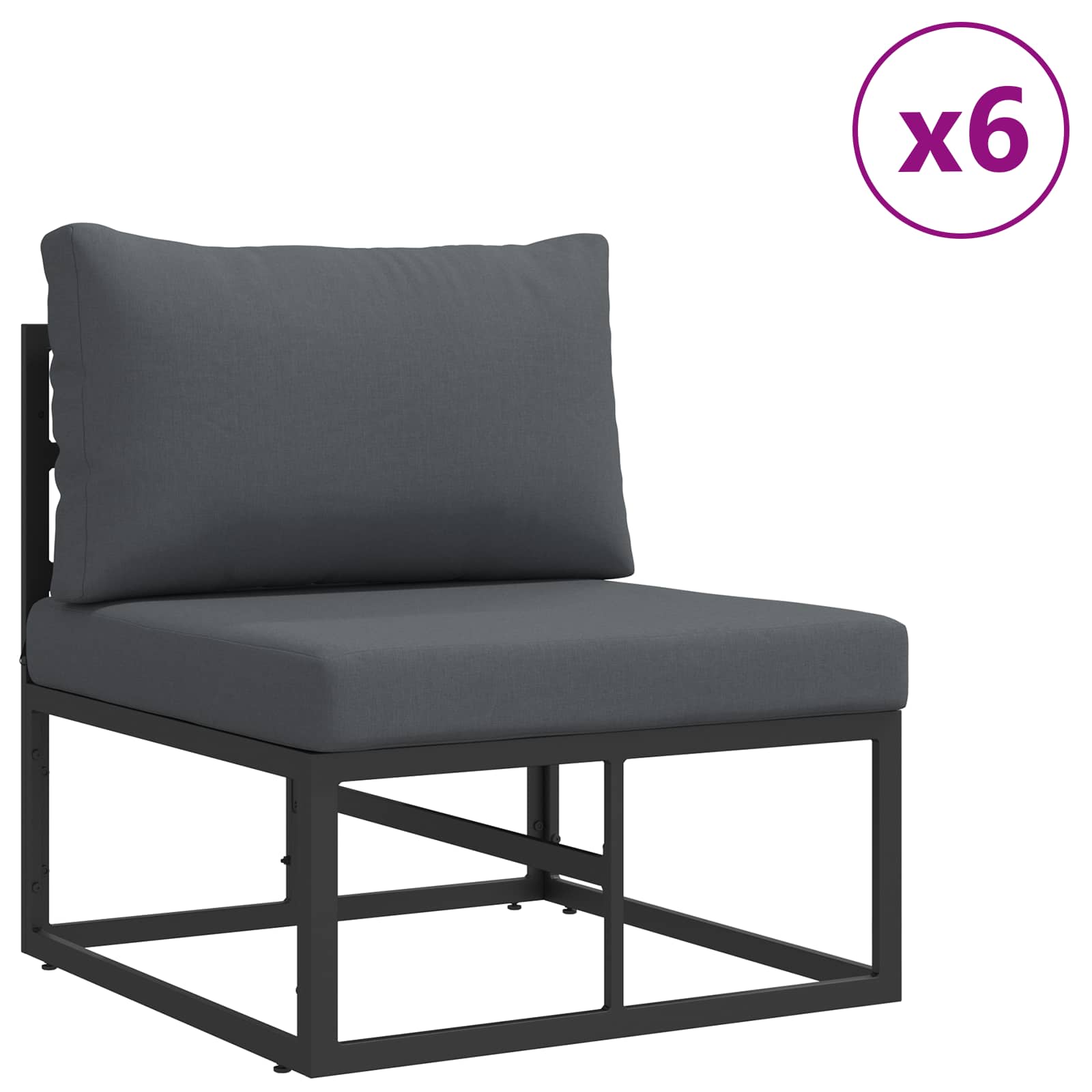 Sjedeća garnitura za vrt s jastukom 10 pcs Crna Aluminij