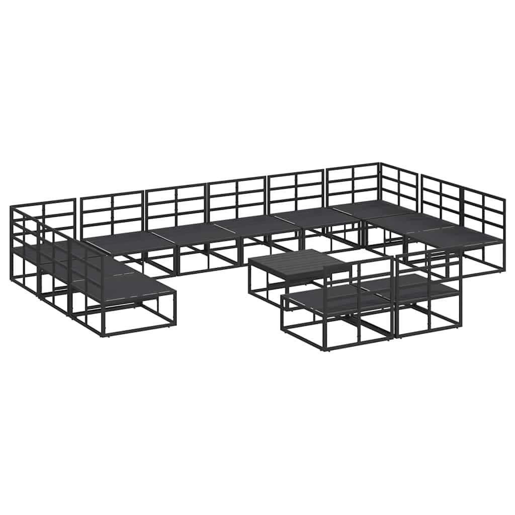 Sjedeća garnitura za vrt s jastukom 13 pcs Crna Aluminij