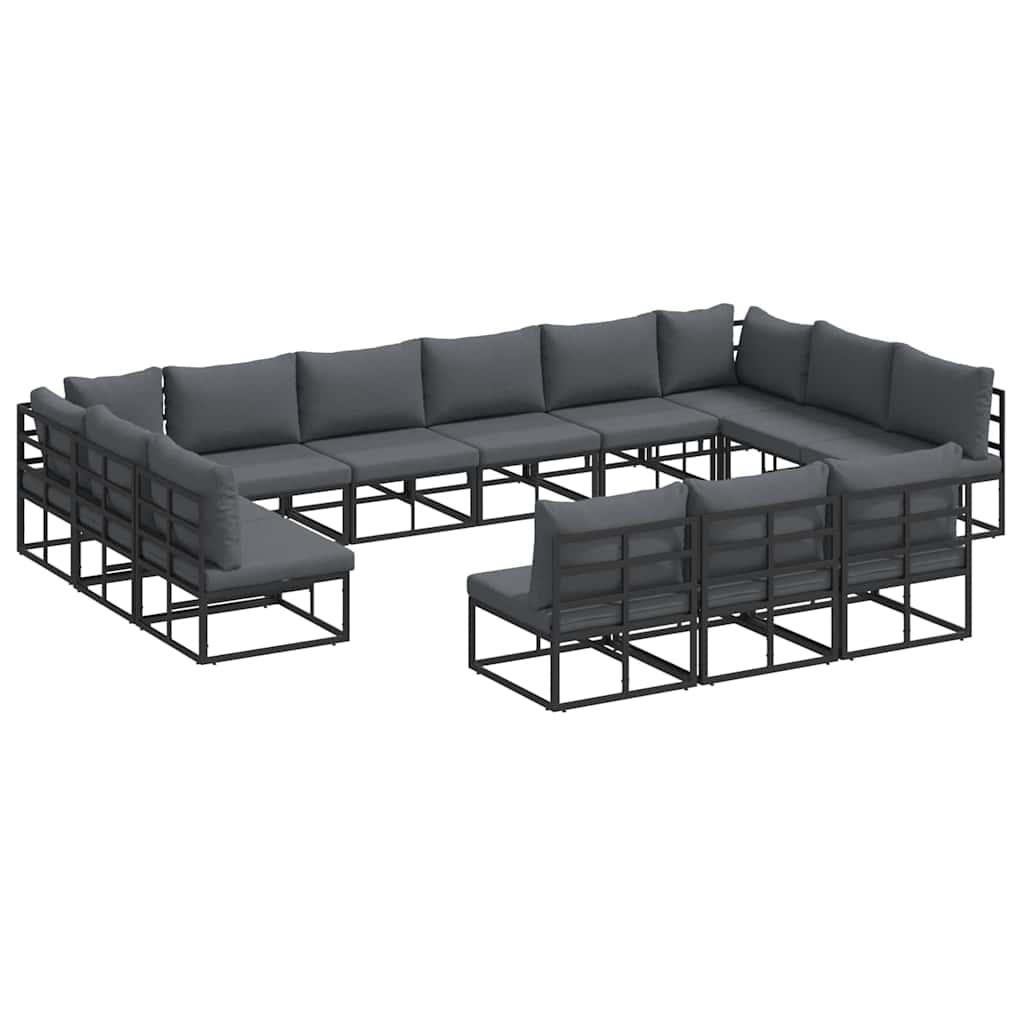 Sjedeća garnitura za vrt s jastukom 13 pcs Crna Aluminij