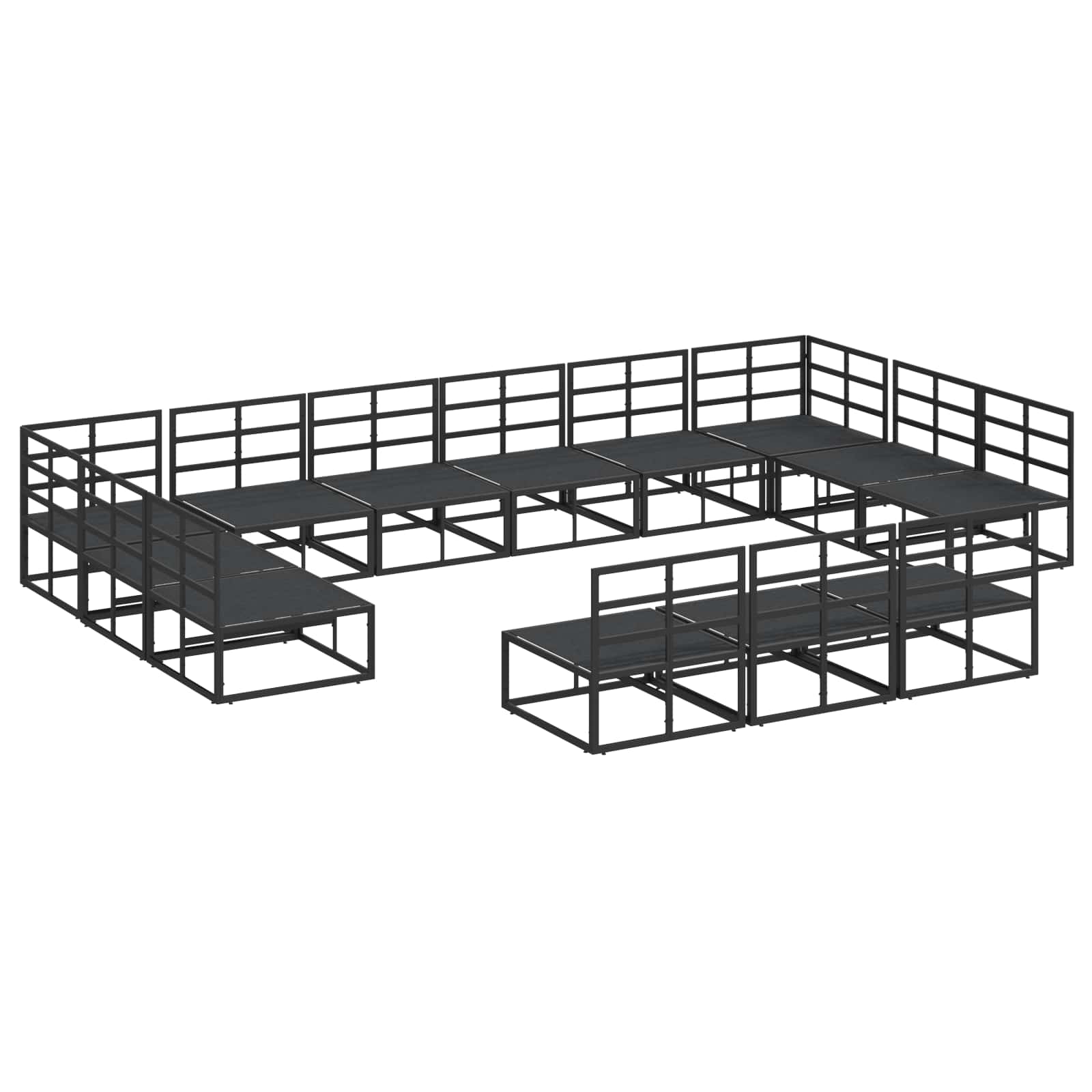 Sjedeća garnitura za vrt s jastukom 13 pcs Crna Aluminij