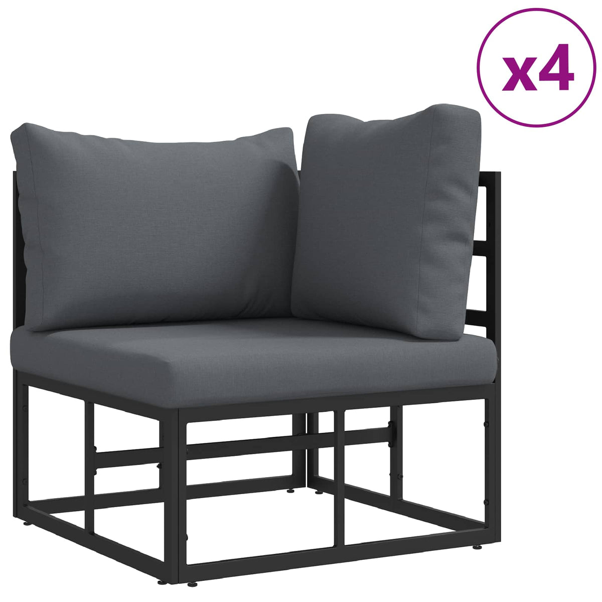 Sjedeća garnitura za vrt s jastukom 12 pcs Crna Aluminij