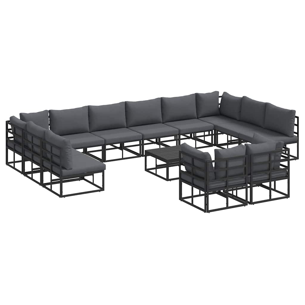 Sjedeća garnitura za vrt s jastukom 13 pcs Crna Aluminij