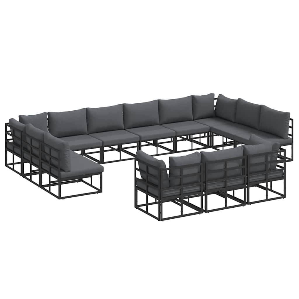 Sjedeća garnitura za vrt s jastukom 13 pcs Crna Aluminij