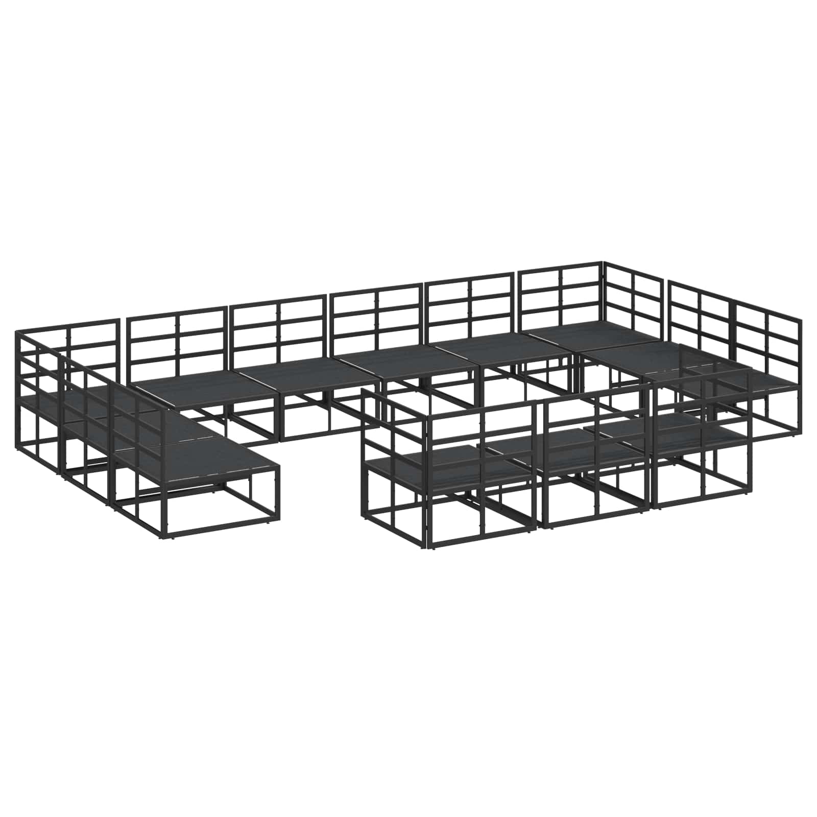 Sjedeća garnitura za vrt s jastukom 13 pcs Crna Aluminij