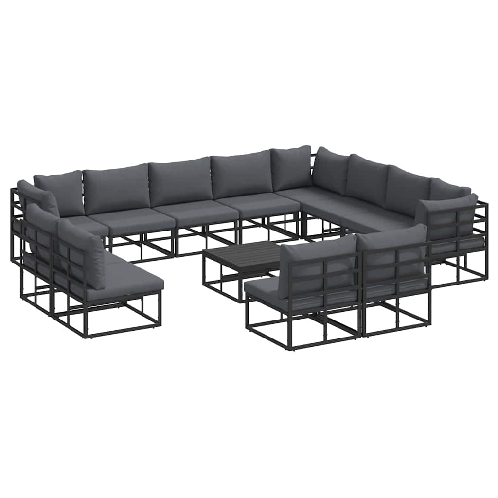 Sjedeća garnitura za vrt s jastukom 13 pcs Crna Aluminij