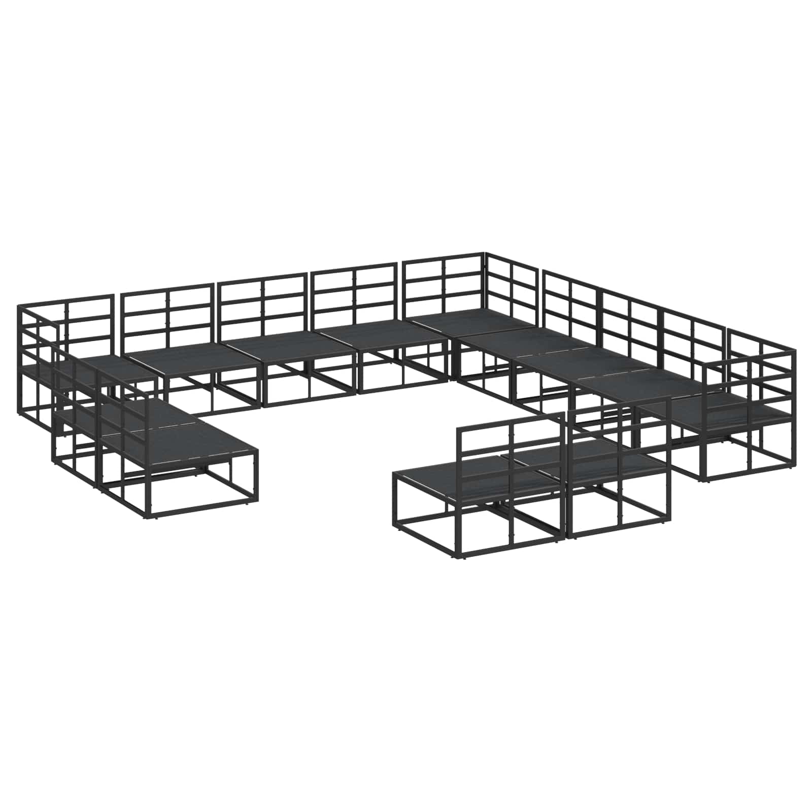 Sjedeća garnitura za vrt s jastukom 13 pcs Crna Aluminij