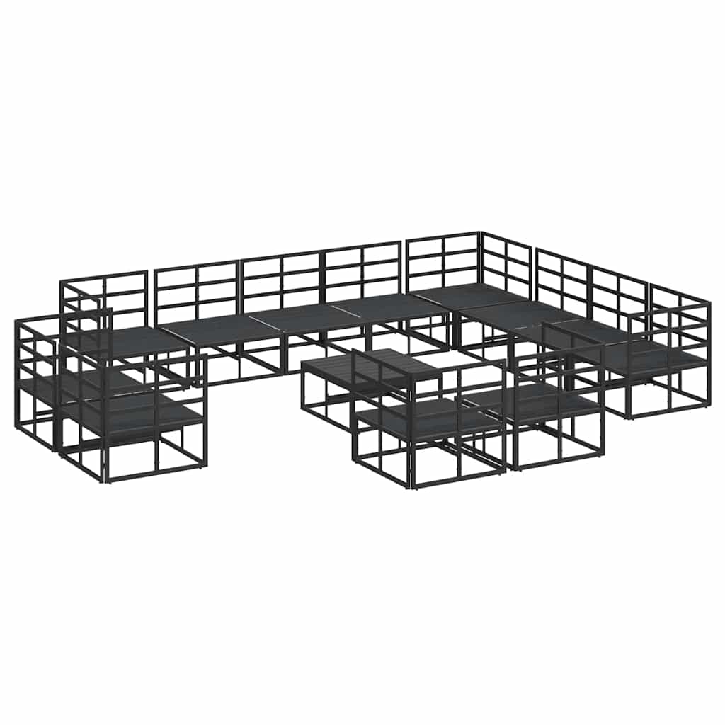 Sjedeća garnitura za vrt s jastukom 13 pcs Crna Aluminij