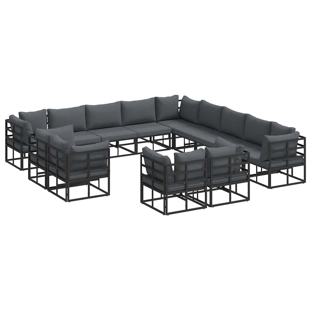 Sjedeća garnitura za vrt s jastukom 13 pcs Crna Aluminij