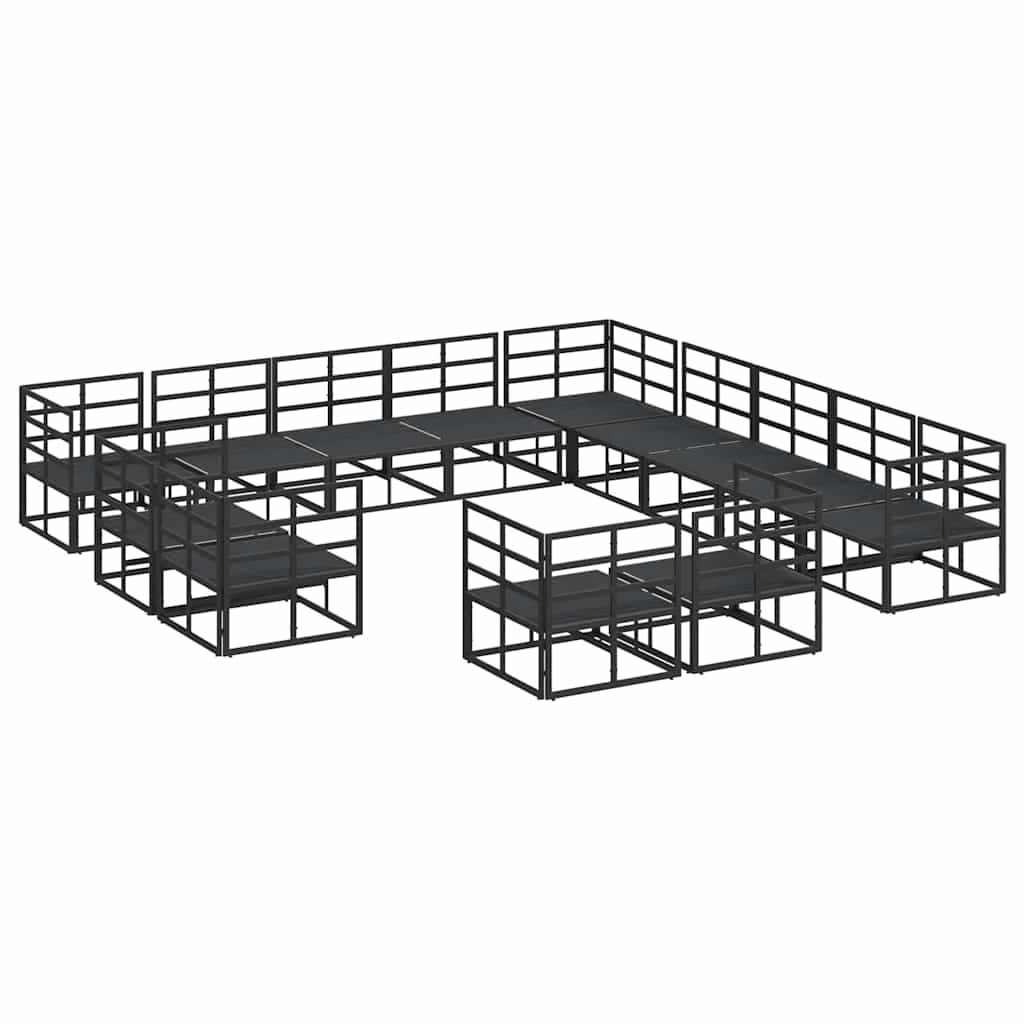 Sjedeća garnitura za vrt s jastukom 13 pcs Crna Aluminij