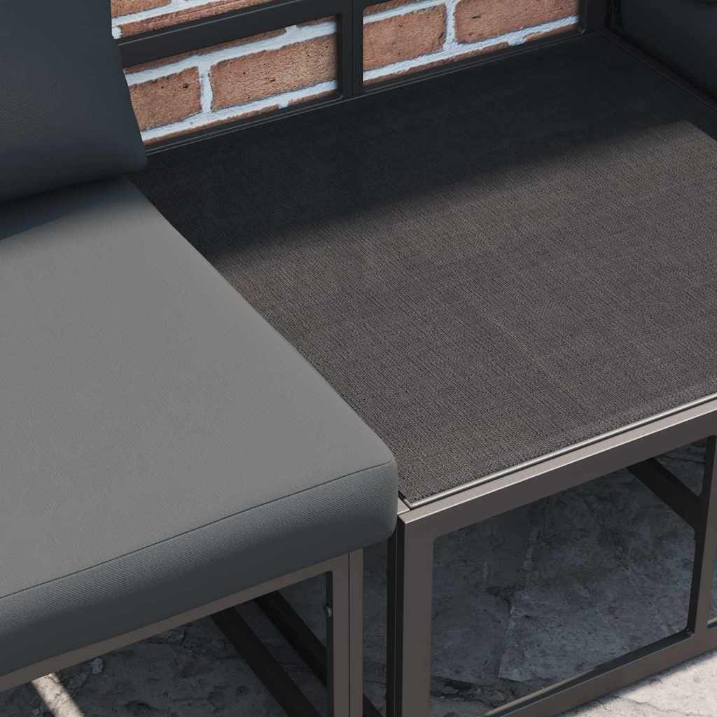 Sjedeća garnitura za vrt s jastukom 14 pcs Crna Aluminij