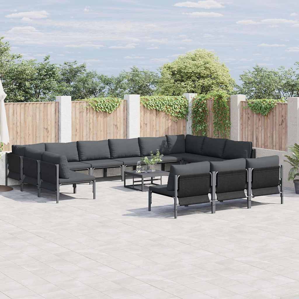 Sjedeća garnitura za vrt s jastukom 14 pcs Crna Čelik
