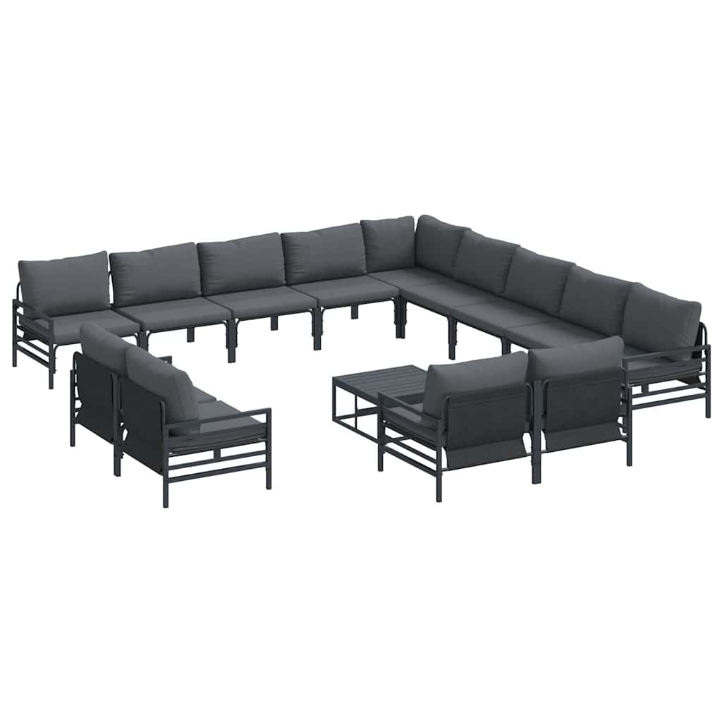 Sjedeća garnitura za vrt s jastukom 14 pcs Crna Čelik