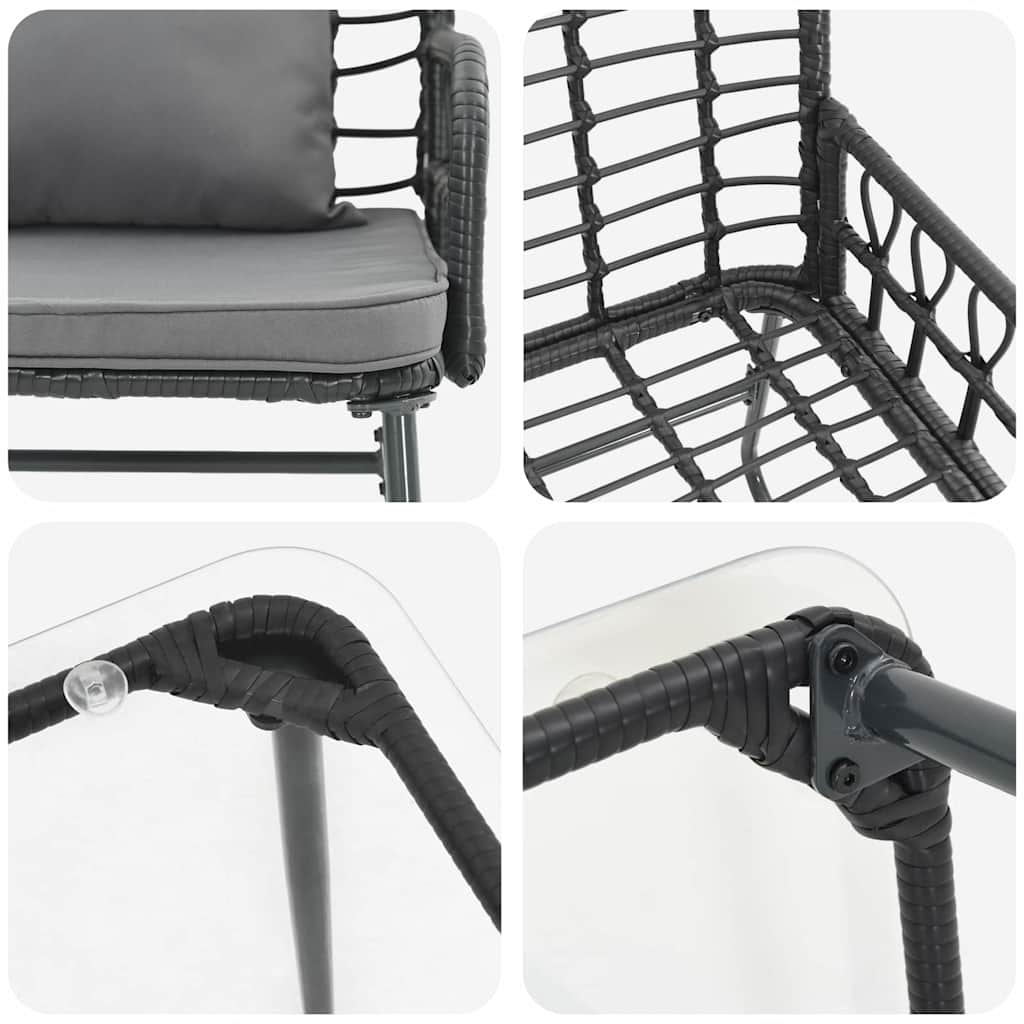 Set vrtnih namještaja 4 pcs Crna i antracit poliratan
