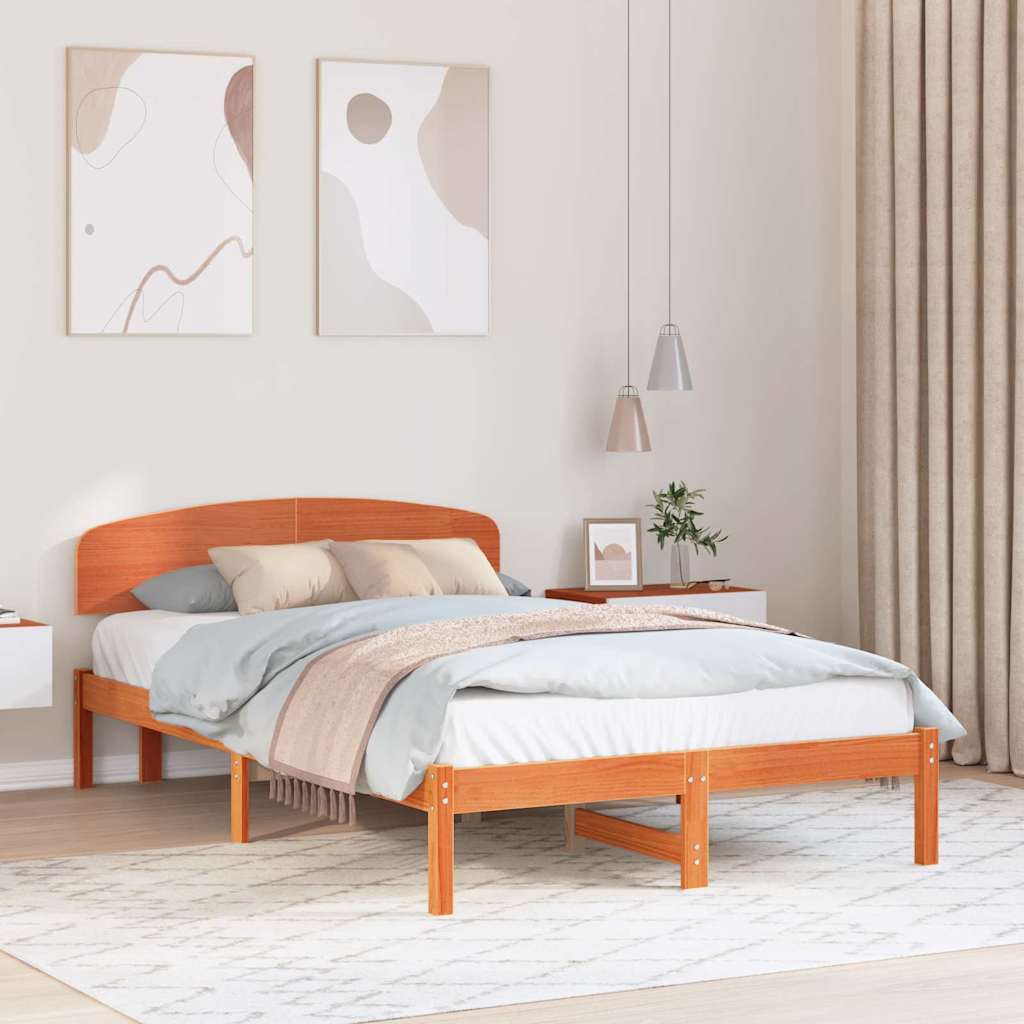Krevetna konstrukcija s uzglavljem Vosak smeđa 140 x 190 cm