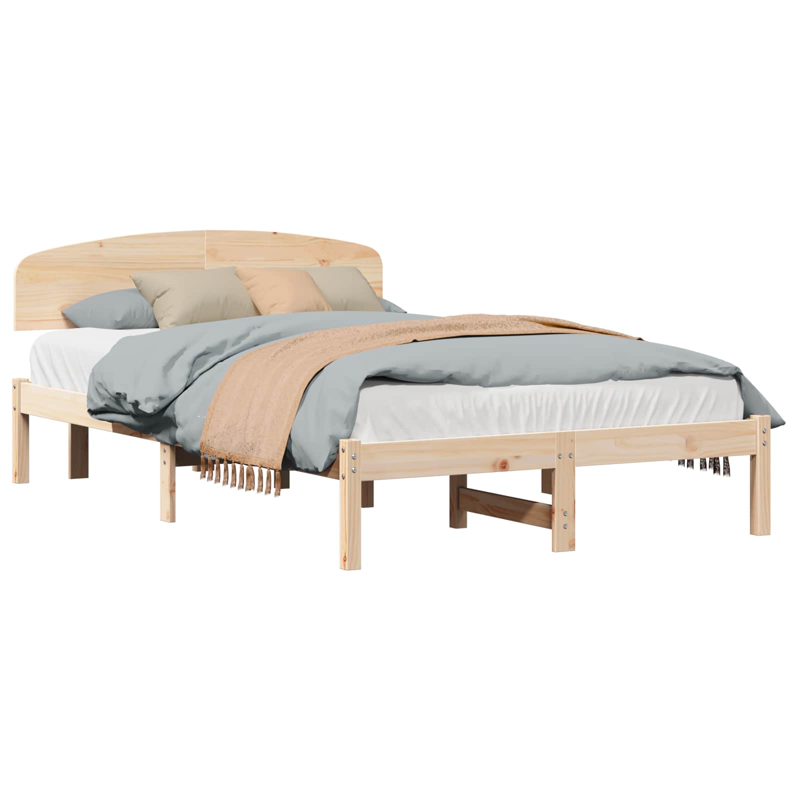 Krevetna konstrukcija Prirodna 135 x 190 cm Čvrsto borovo drvo