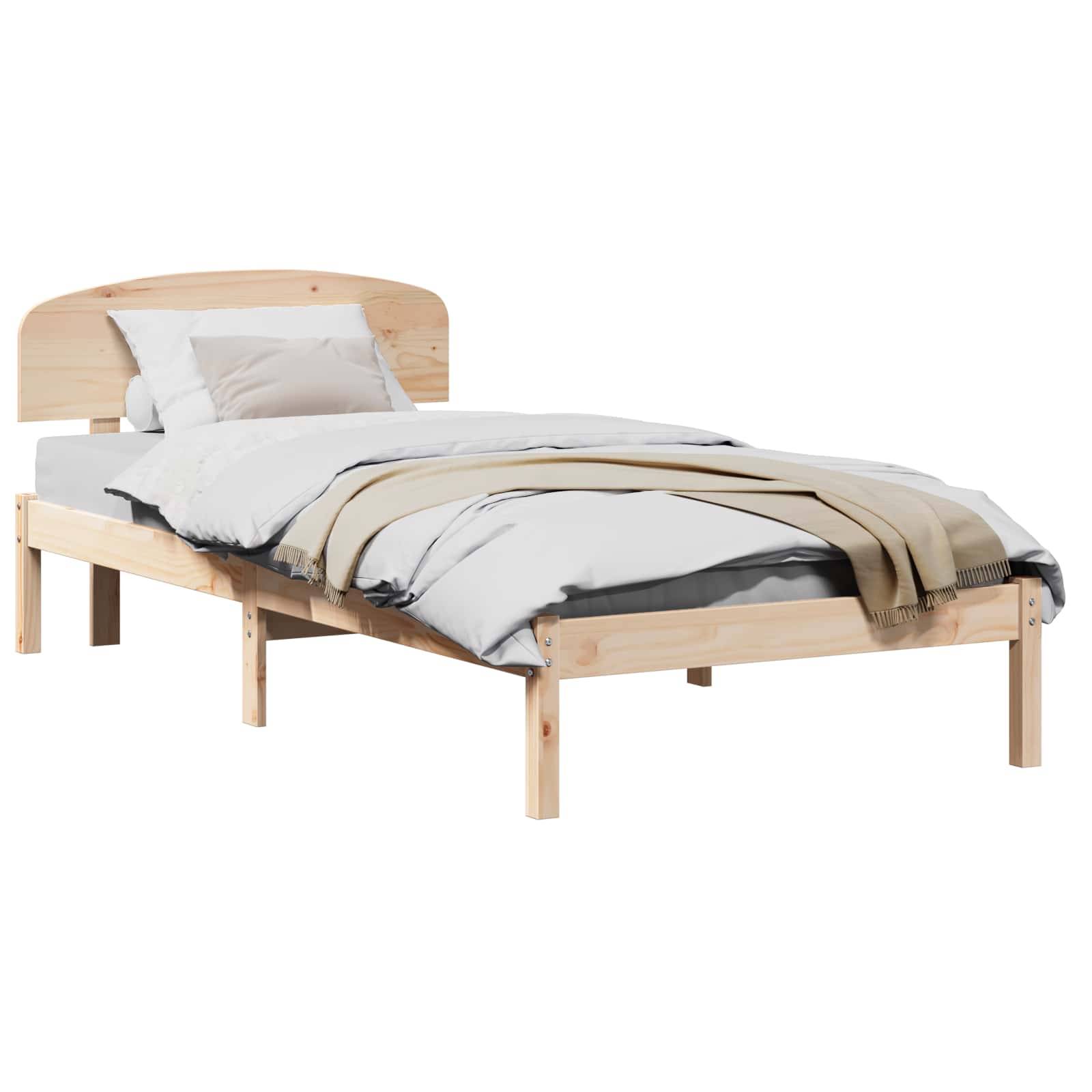 Krevetna konstrukcija Prirodna 100 x 200 cm Čvrsto borovo drvo