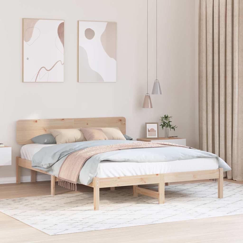 Krevetna konstrukcija Prirodna 160 x 200 cm Čvrsto borovo drvo
