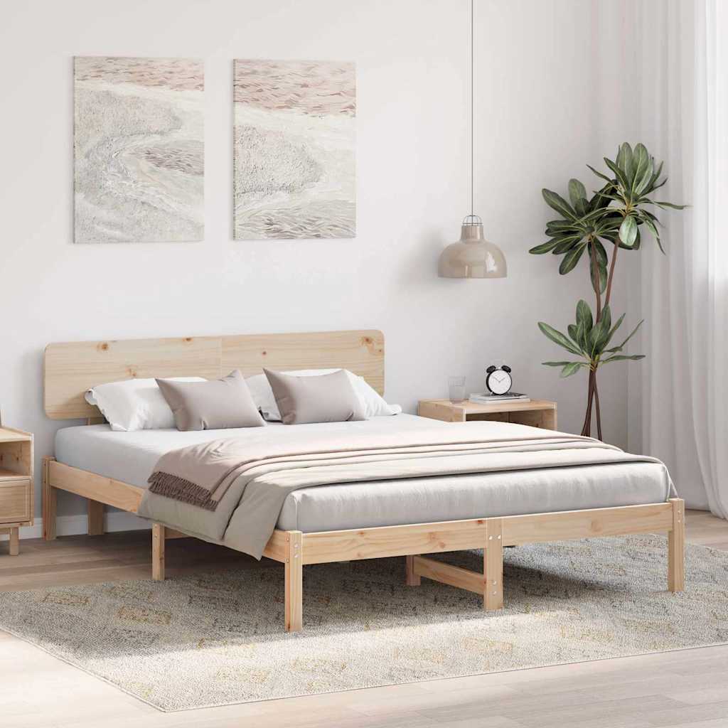 Krevetna konstrukcija Prirodna 160 x 200 cm Čvrsto borovo drvo