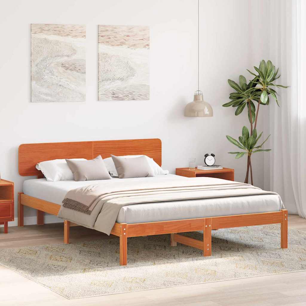 Krevetna konstrukcija s uzglavljem Vosak smeđa 140 x 200 cm