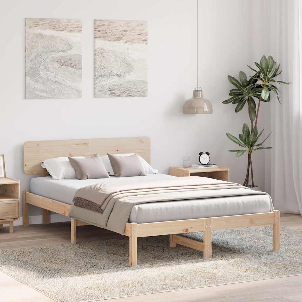 Krevetna konstrukcija Prirodna 140 x 190 cm Čvrsto borovo drvo