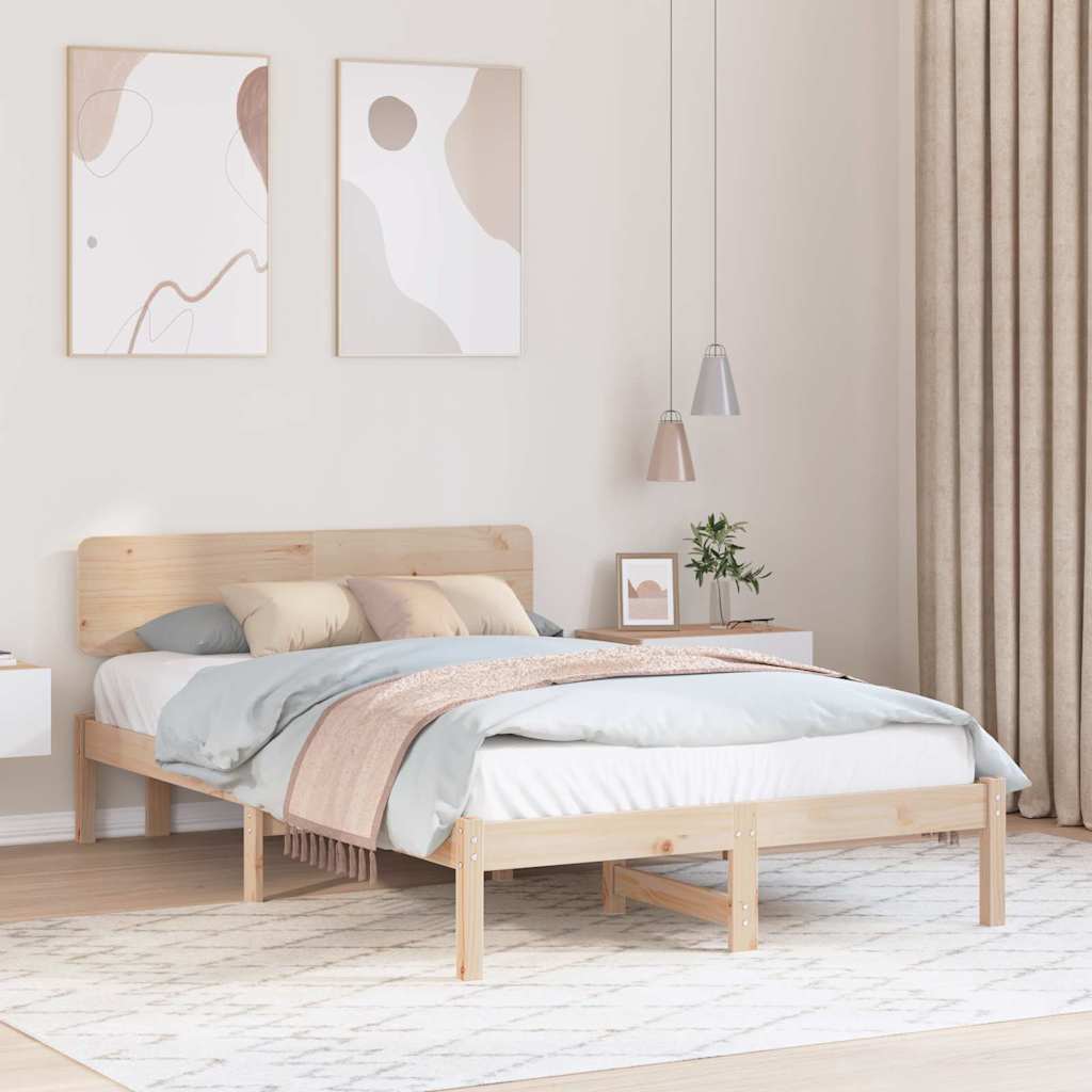 Krevetna konstrukcija Prirodna 135 x 190 cm Čvrsto borovo drvo
