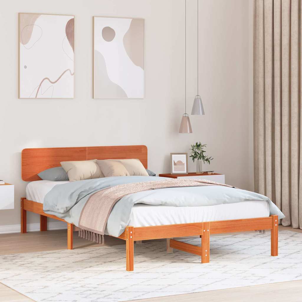 Krevetna konstrukcija s uzglavljem Vosak smeđa 135 x 190 cm
