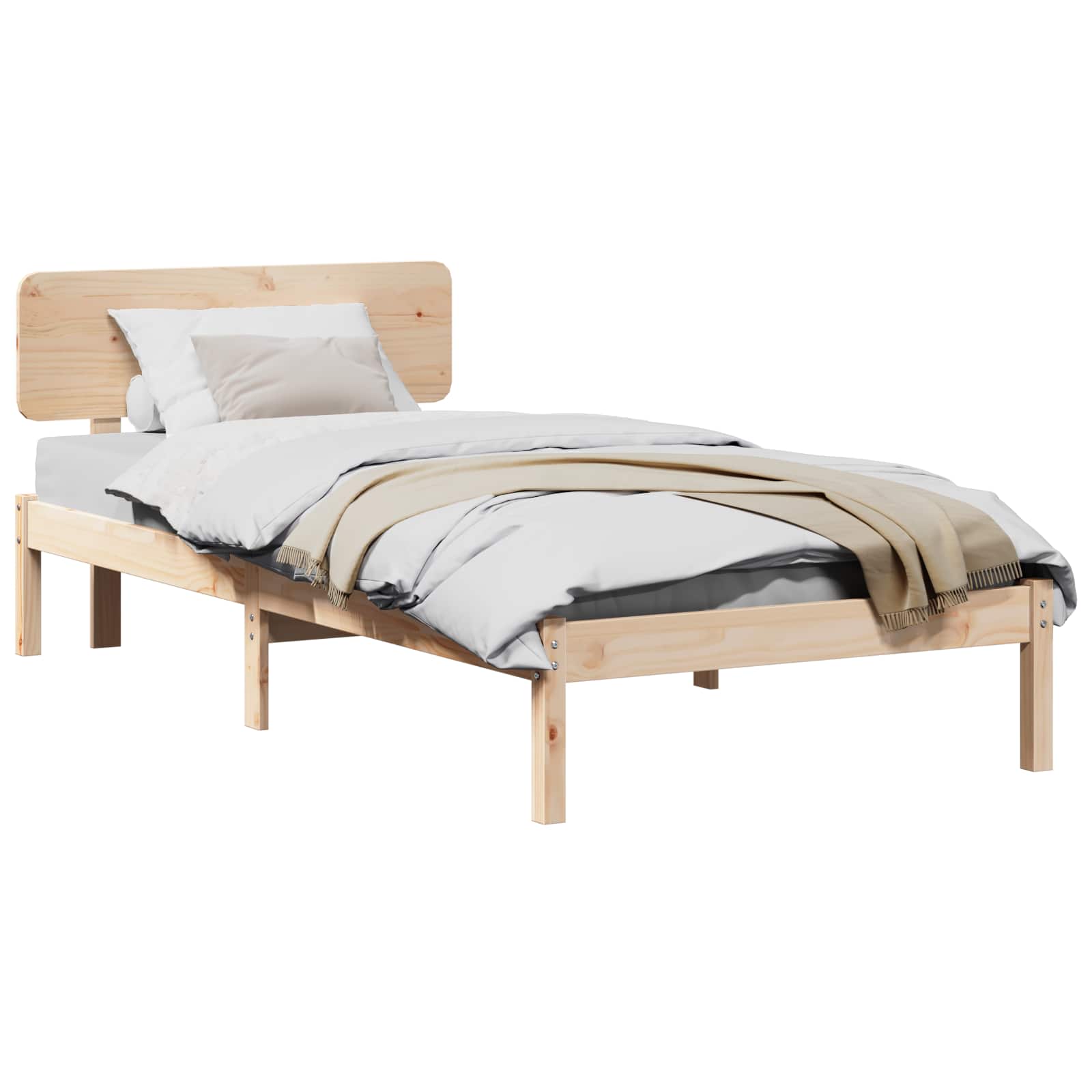 Krevetna konstrukcija Prirodna 100 x 200 cm Čvrsto borovo drvo