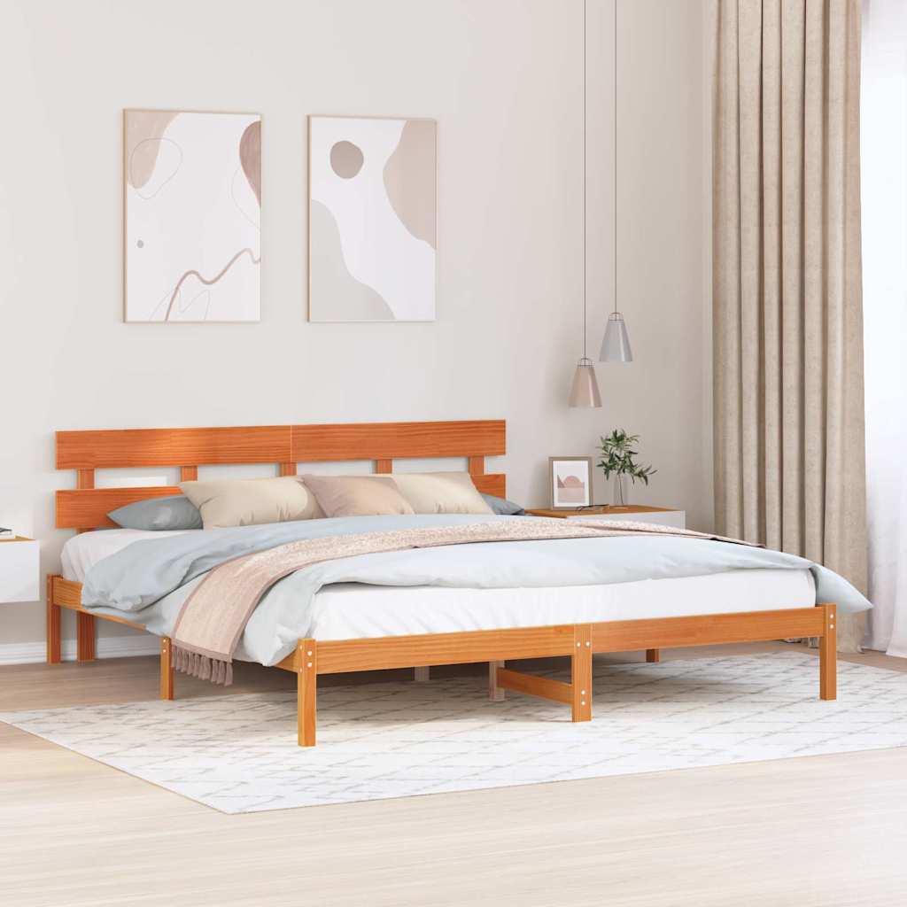 Krevetna konstrukcija Smeđa 180 x 200 cm Čvrsto borovo drvo