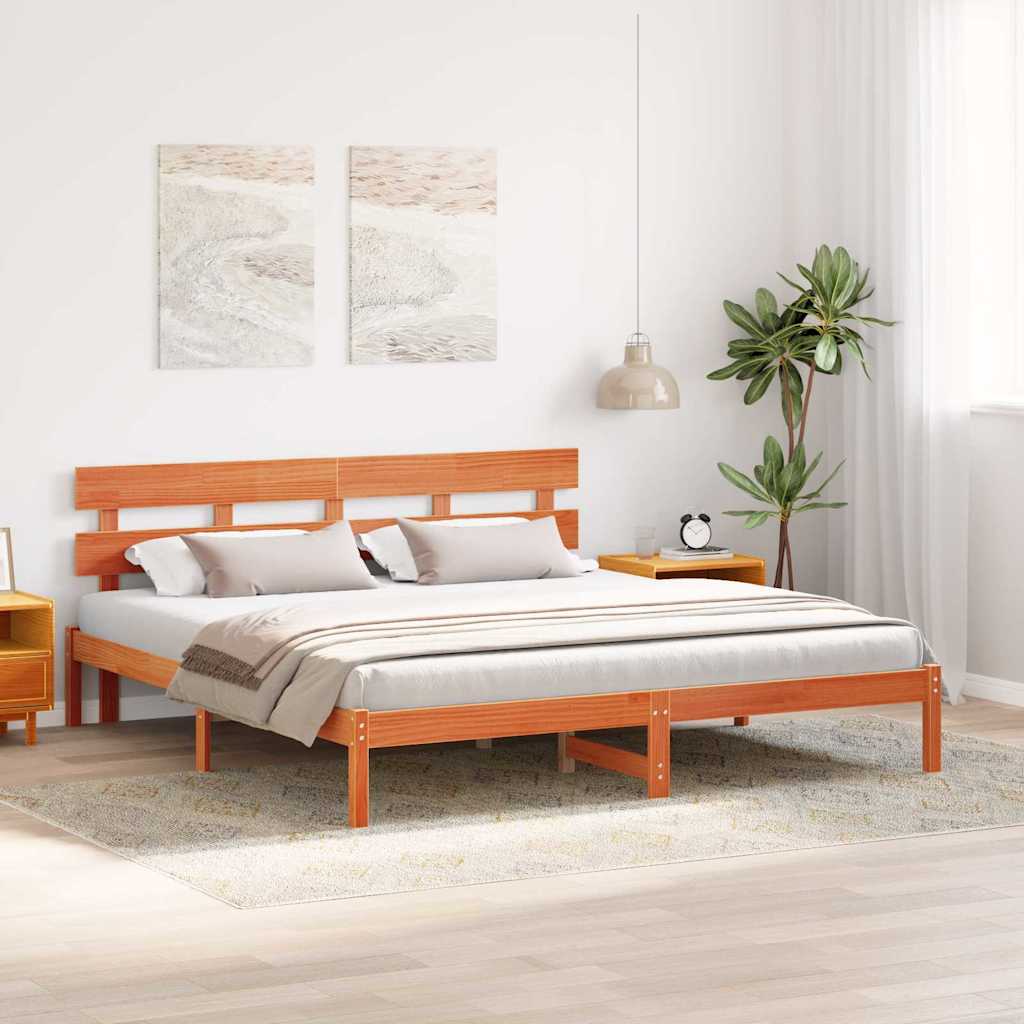 Krevetna konstrukcija Smeđa 180 x 200 cm Čvrsto borovo drvo