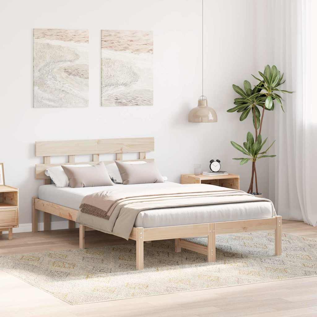Krevetna konstrukcija Smeđa 140 x 190 cm Čvrsto borovo drvo