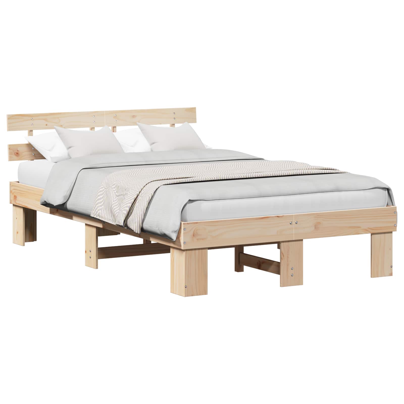 Krevetna konstrukcija Prirodna 135 x 190 cm Čvrsto borovo drvo