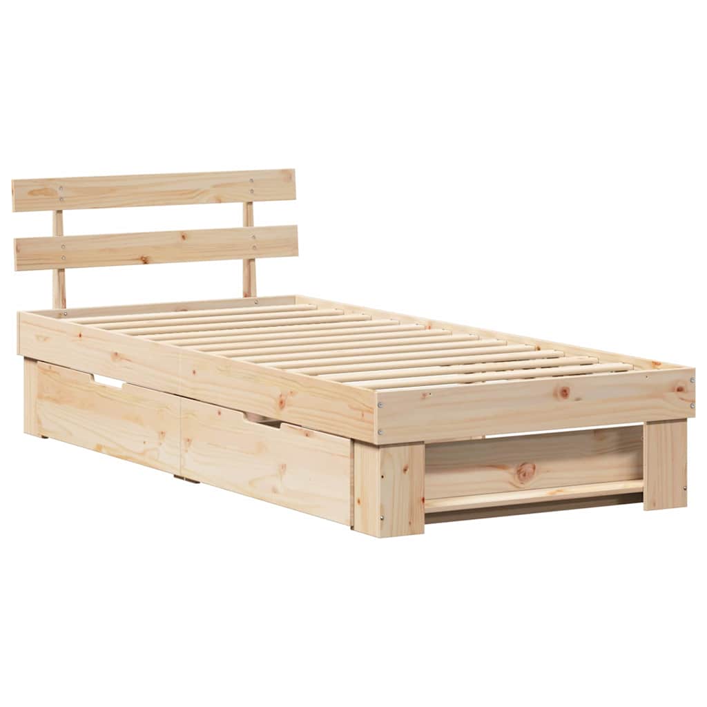 Krevetna konstrukcija Prirodna 100 x 200 cm Čvrsto borovo drvo