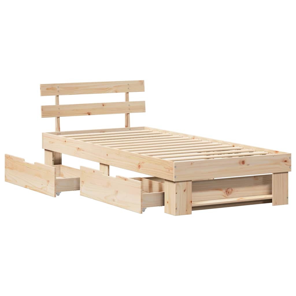 Krevetna konstrukcija Prirodna 100 x 200 cm Čvrsto borovo drvo