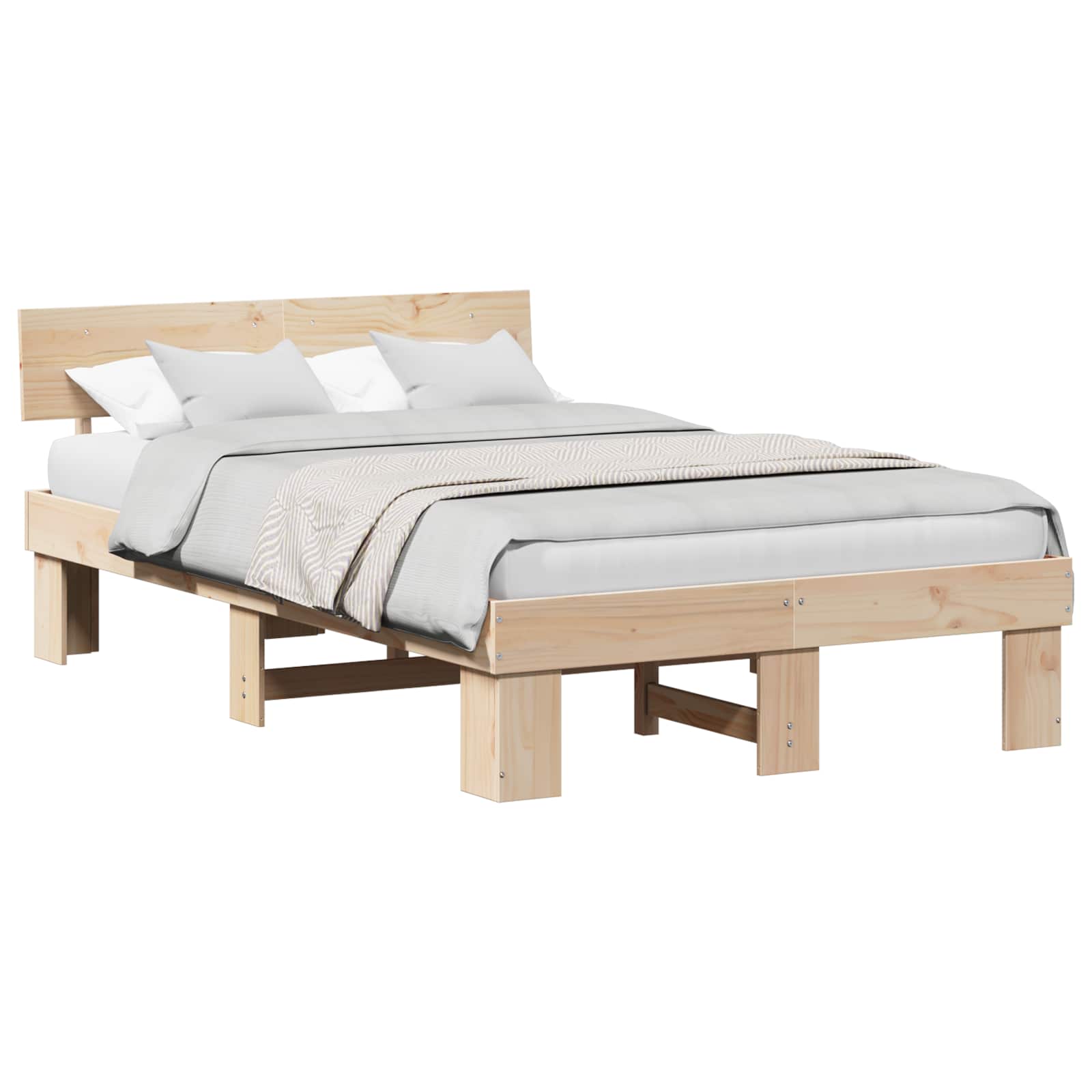 Krevetna konstrukcija Prirodna 140 x 190 cm Čvrsto borovo drvo